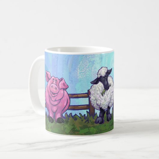 納屋周囲の庭アニマルマグブルースカイ コーヒーマグカップ (正面左)