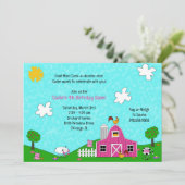 納屋周囲の庭ウィムシーピンクバーンアニマルズカウプリントファーム 招待状 (スタンド正面)