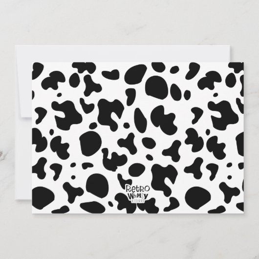 納屋周囲の庭ウィムシーピンクバーンアニマルズカウプリントファーム 招待状 (裏面)