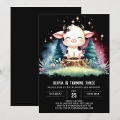 納屋周囲の庭キッズカウー誕生日 招待状 (正面/裏面)