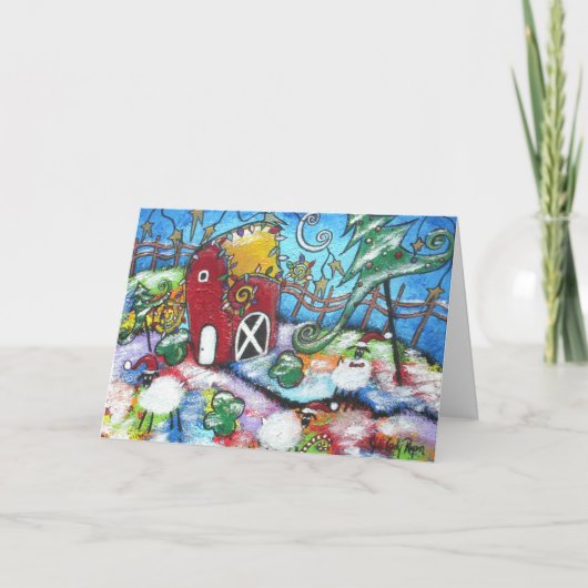 納屋周囲の庭クリスマスカード シーズンカード (正面)