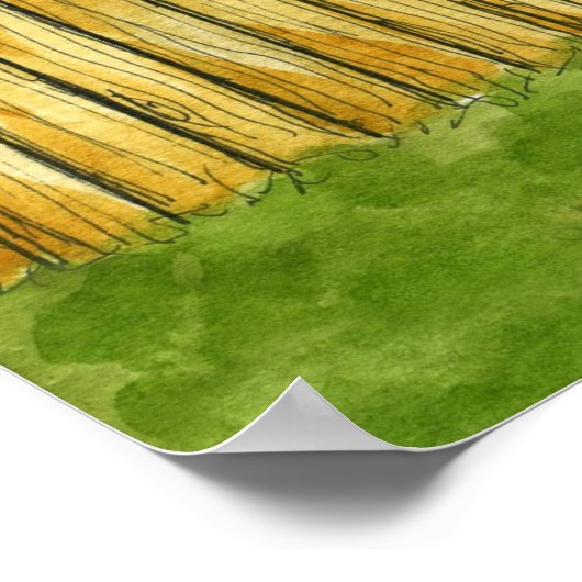 納屋周囲の庭グレープフィンプリント ポスター (角)