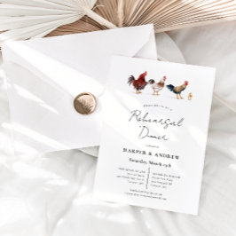 納屋周囲の庭チキン結婚のリハーサルディナー 招待状