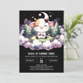 納屋周囲の庭デジタル牛誕生日 招待状 (スタンド正面)