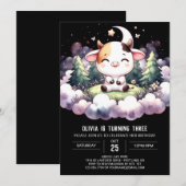 納屋周囲の庭デジタル牛誕生日 招待状 (正面/裏面)