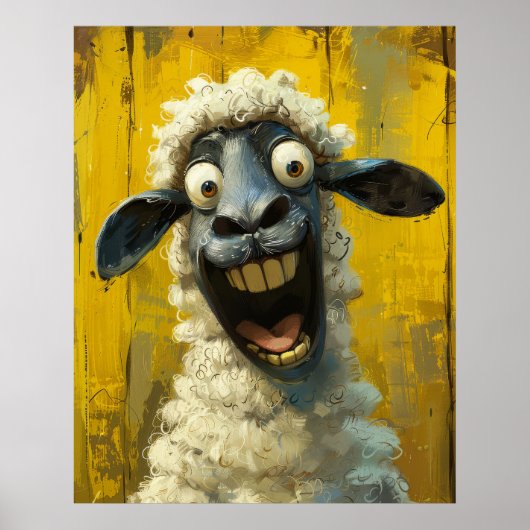 納屋周囲の庭バースト笑わされる- Sheepポートレートポスター ポスター (正面)