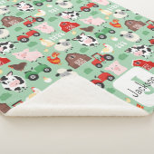 納屋周囲の庭パターンファーム動物かわいい子供たち シェルパブランケット (3/4)