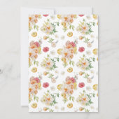 納屋周囲の庭ファームアニマルズガールフローラピーチ誕生日 招待状 (裏面)