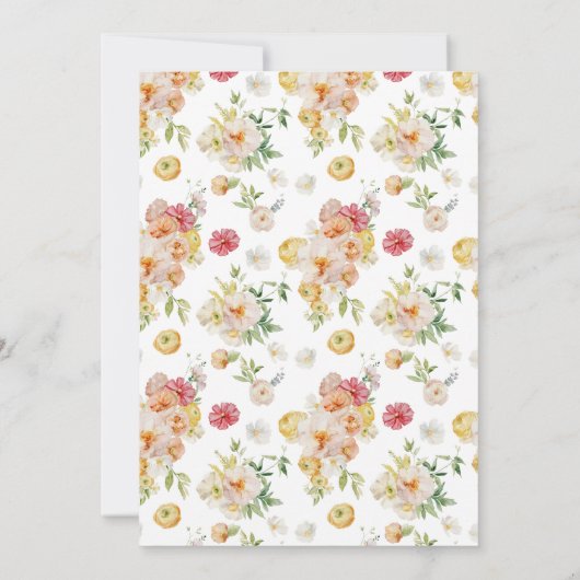 納屋周囲の庭ファームアニマルズガールフローラピーチ誕生日 招待状 (裏面)