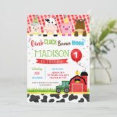 納屋周囲の庭ファームアニマルズバースデーパーティ招待状 招待状 (スタンド正面)