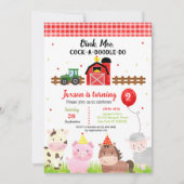 納屋周囲の庭ファームアニマルズ第2誕生日招待状 招待状 (正面)