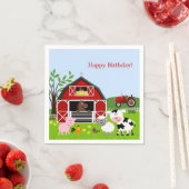 納屋周囲の庭ファームアニマルズ誕生日紙ナプキンス スタンダードカクテルナプキン (インサイチュ)