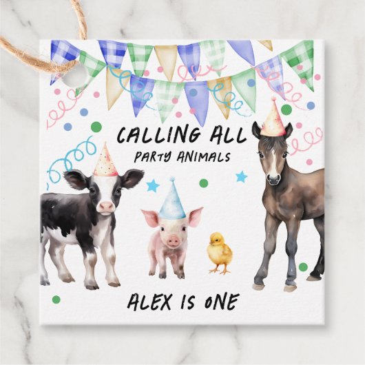 納屋周囲の庭ファームアニマルズ1歳の誕生日 フェイバータグ (正面)