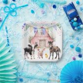 納屋周囲の庭ファームアニマルズ1歳の誕生日 ペーパープレート (パーティー)