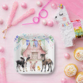 納屋周囲の庭ファームアニマルズ1歳の誕生日 ペーパープレート (パーティー)