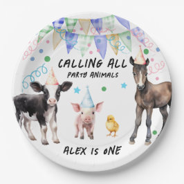 納屋周囲の庭ファームアニマルズ1歳の誕生日 ペーパープレート
