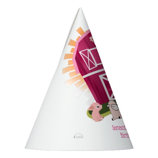 納屋周囲の庭ファームアニマル2nd誕生日 パーティーハット (左)