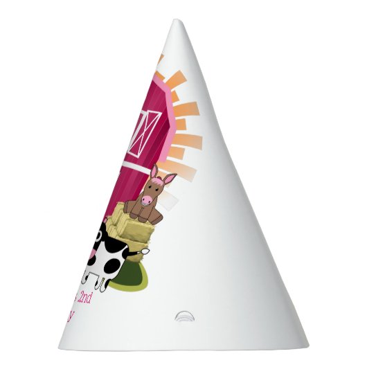 納屋周囲の庭ファームアニマル2nd誕生日 パーティーハット (右)