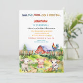 納屋周囲の庭ファームテーマボーイズ2nd誕生日パーティー 招待状 (スタンド正面)