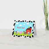 納屋周囲の庭ファーム動物の折り畳み感謝ノートカード サンキューカード (正面)