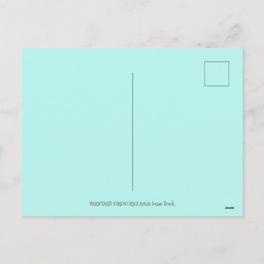 納屋周囲の庭ファーム動物オン7月4日おもしろいかわいい シーズンポストカード (裏面)