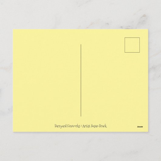 納屋周囲の庭ファーム動物オン7月4日おもしろいかわいい シーズンポストカード (裏面)