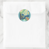 納屋周囲の庭ファーム動物オン7月4日おもしろいかわいい ラウンドシール (バッグ)