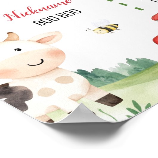 納屋周囲の庭ファーム動物誕生日マイルストーンサイン ポスター (角)