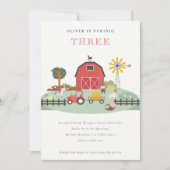 納屋周囲の庭ファーム動物Any Age写真誕生日招待状 サンキューカード (正面)