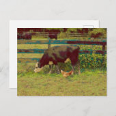 納屋周囲の庭フレンズカウアンドチキン ポストカード (正面/裏面)