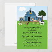 納屋周囲の庭フレンド，グリーン，誕生日招待状 招待状 (正面/裏面)
