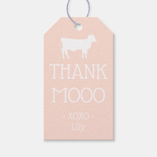納屋周囲の庭ブギー誕生日サンキューファームテーマ牛 ギフトタグ (正面)