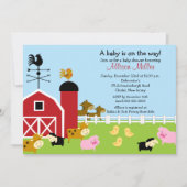 納屋周囲の庭ベビーアニメール赤ちゃんシャワー招待状 招待状 (正面)