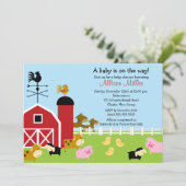 納屋周囲の庭ベビーアニメール赤ちゃんシャワー招待状 招待状 (スタンド正面)