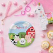 納屋周囲の庭ボーイバースデーパーティー紙プレート（青） ペーパープレート (パーティー)