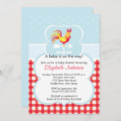 納屋周囲の庭ルースターベビーシャワー招待状 招待状 (正面/裏面)