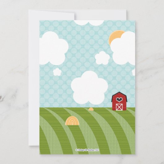 納屋周囲の庭動物のベビーシャワー招待状 招待状 (裏面)