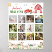 納屋周囲の庭動物の最初の年フォトマイルストーンポスター ポスター (正面)