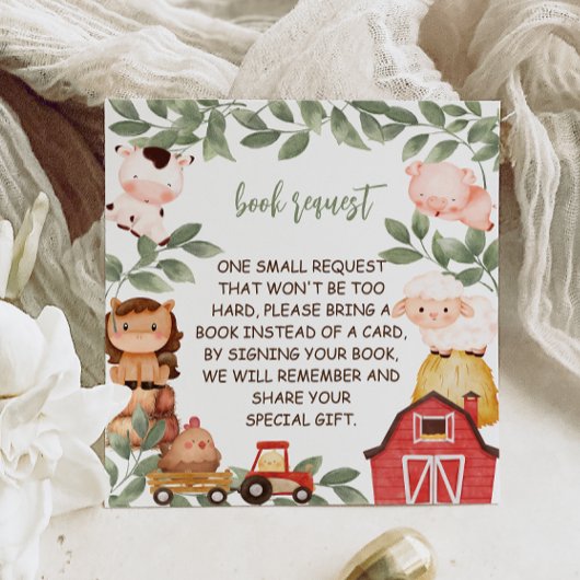 納屋周囲の庭動物の水彩図書要求 エンクロージャーカード