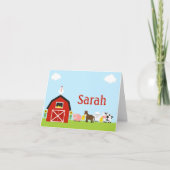 納屋周囲の庭動物はパーソナライズなノート感謝していしています サンキューカード (正面)