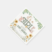 納屋周囲の庭動物ベビーガールベビーシャワー スタンダードカクテルナプキン (角)