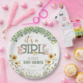 納屋周囲の庭動物ベビーガールベビーシャワー ペーパープレート (パーティー)