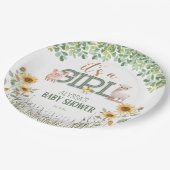 納屋周囲の庭動物ベビーガールベビーシャワー ペーパープレート (アングル)