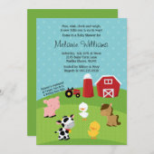 納屋周囲の庭動物ベビーシャワー招待状 招待状 (正面/裏面)