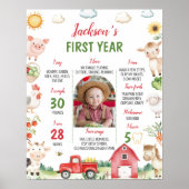 納屋周囲の庭動物初年度フォトマイルストーンポスター ポスター (正面)