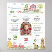 納屋周囲の庭動物初年度フォトマイルストーンポスター ポスター (正面)