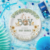 納屋周囲の庭動物男の赤ちゃんベビーシャワー ペーパープレート (パーティー)