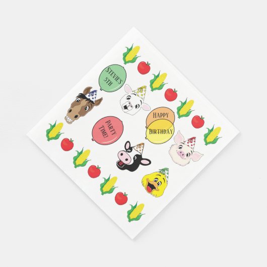 納屋周囲の庭動物誕生会 スタンダードランチョンナプキン (角)