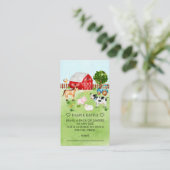 納屋周囲の庭動物赤ちゃんシャワーおむつラッフルチケット エンクロージャーカード (スタンド正面)