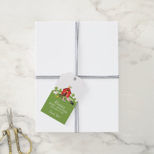 納屋周囲の庭動物赤ちゃんシャワー好意ギフトラベル ギフトタグ (より糸付き)